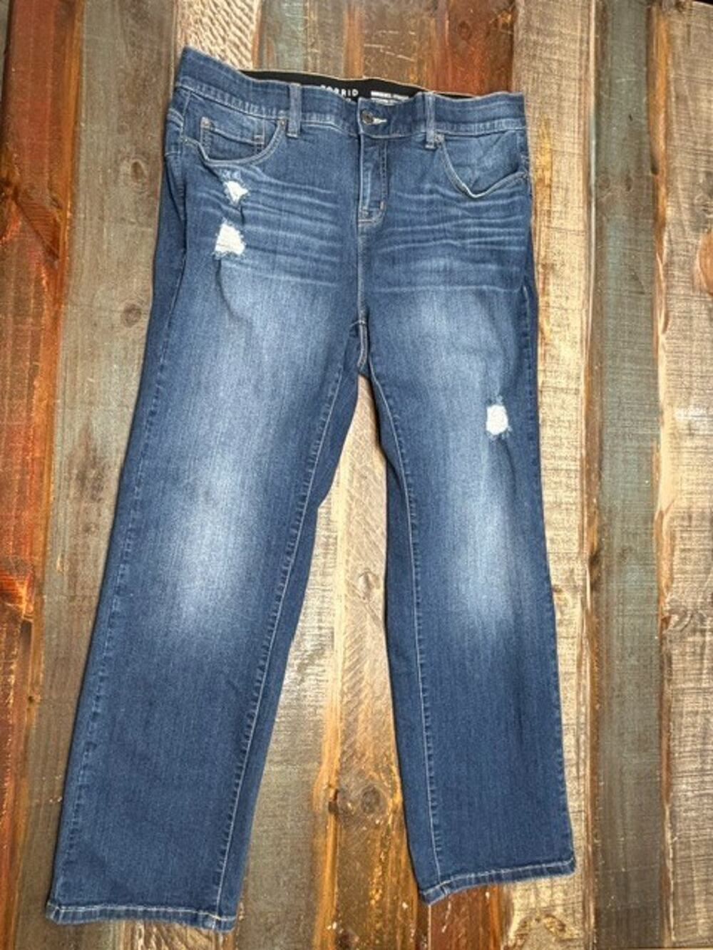 Torrid Bombshell Straight Jeans Women’s 18R Medium Wash Distressed Stretch
